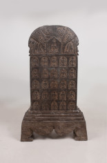 A large Buddhist carved black limestone stele 3