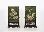 Pair of Spinach Jade Table Screens 2