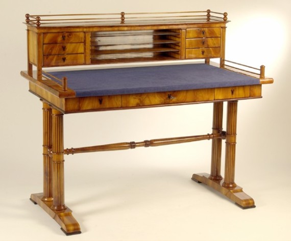 An exceptional Biedermeier two tier writing table