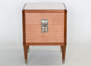 Pair of Carved and Cerused Modernist Bedsides by ILIAD Design