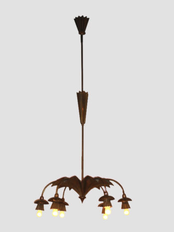 An Early Czech Rhondo-Cubist 6 Arm Chandelier