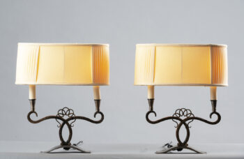A Pair of French Art Deco Two-Branch Table Lamps