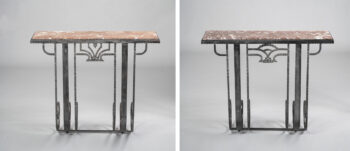 A Pair of Art Deco Wrought Iron Console tables
