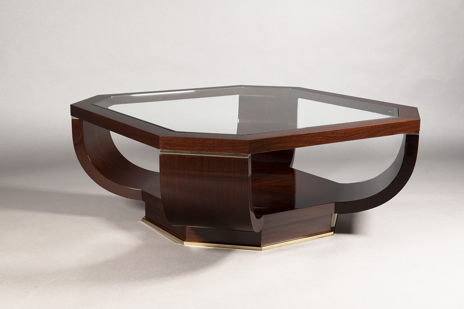 A Modernist Style Glass Top Coffee Table by ILIAD Design
