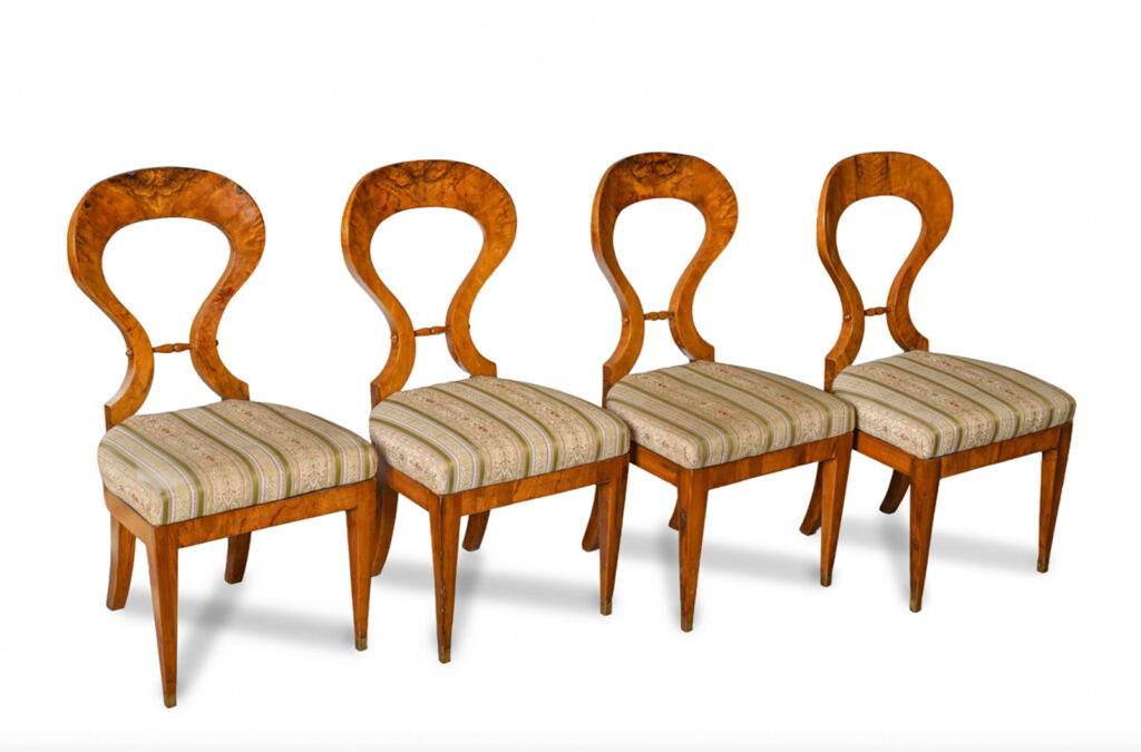 A Suite of Four Biedermeier Side Chairs